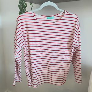 Red and white stripped long sleeve shirt